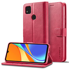Leather Case Stands Flip Cover Holder LC2 for Xiaomi POCO C3 Hot Pink