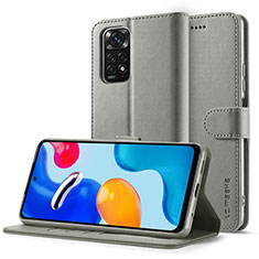 Leather Case Stands Flip Cover Holder LC2 for Xiaomi Redmi Note 11 Pro 5G Gray