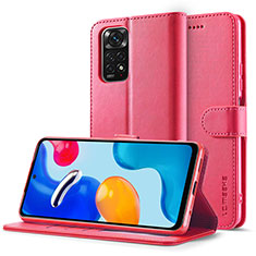 Leather Case Stands Flip Cover Holder LC2 for Xiaomi Redmi Note 11 Pro 5G Hot Pink