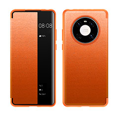 Leather Case Stands Flip Cover Holder LF1 for Huawei Mate 40 Pro Orange