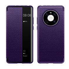 Leather Case Stands Flip Cover Holder LF1 for Huawei Mate 40 Purple