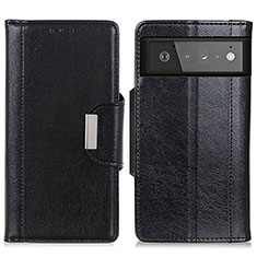 Leather Case Stands Flip Cover Holder M01L for Google Pixel 6 5G Black