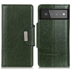 Leather Case Stands Flip Cover Holder M01L for Google Pixel 6 5G Green