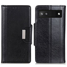 Leather Case Stands Flip Cover Holder M01L for Google Pixel 6a 5G Black