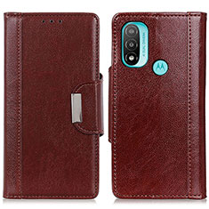 Leather Case Stands Flip Cover Holder M01L for Motorola Moto E30 Brown