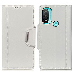 Leather Case Stands Flip Cover Holder M01L for Motorola Moto E30 White