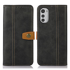 Leather Case Stands Flip Cover Holder M01L for Motorola Moto E32s Black