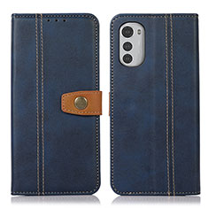 Leather Case Stands Flip Cover Holder M01L for Motorola Moto E32s Blue