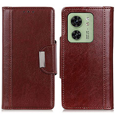 Leather Case Stands Flip Cover Holder M01L for Motorola Moto Edge (2023) 5G Brown