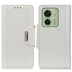 Leather Case Stands Flip Cover Holder M01L for Motorola Moto Edge (2023) 5G White