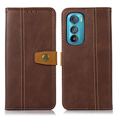 Leather Case Stands Flip Cover Holder M01L for Motorola Moto Edge 30 5G Brown