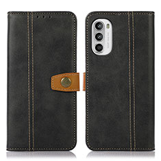 Leather Case Stands Flip Cover Holder M01L for Motorola Moto G71s 5G Black