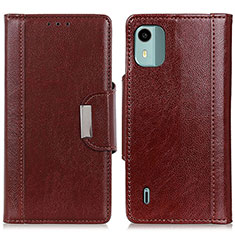 Leather Case Stands Flip Cover Holder M01L for Nokia C12 Plus Brown