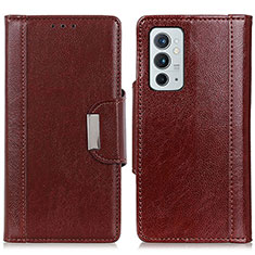 Leather Case Stands Flip Cover Holder M01L for OnePlus 9RT 5G Brown