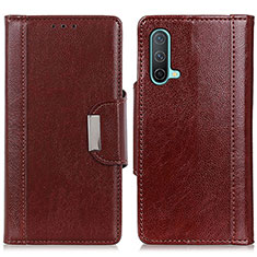 Leather Case Stands Flip Cover Holder M01L for OnePlus Nord CE 5G Brown