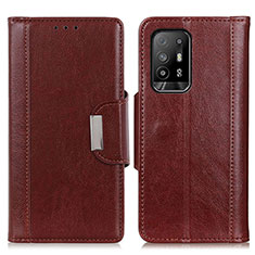 Leather Case Stands Flip Cover Holder M01L for Oppo A94 5G Brown