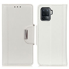 Leather Case Stands Flip Cover Holder M01L for Oppo F19 Pro White