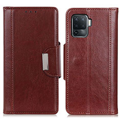 Leather Case Stands Flip Cover Holder M01L for Oppo Reno5 F Brown