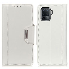 Leather Case Stands Flip Cover Holder M01L for Oppo Reno5 F White