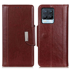 Leather Case Stands Flip Cover Holder M01L for Realme 8 Pro Brown