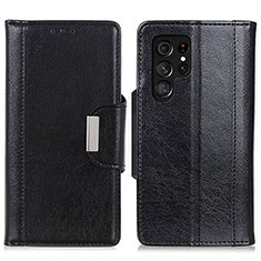 Leather Case Stands Flip Cover Holder M01L for Samsung Galaxy S21 Ultra 5G Black