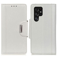 Leather Case Stands Flip Cover Holder M01L for Samsung Galaxy S24 Ultra 5G White