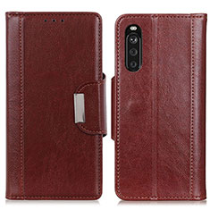 Leather Case Stands Flip Cover Holder M01L for Sony Xperia 10 III Lite Brown