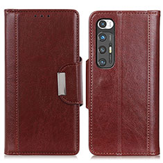 Leather Case Stands Flip Cover Holder M01L for Xiaomi Mi 10S 5G Brown