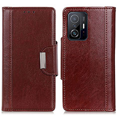 Leather Case Stands Flip Cover Holder M01L for Xiaomi Mi 11T Pro 5G Brown