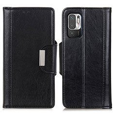 Leather Case Stands Flip Cover Holder M01L for Xiaomi Redmi Note 10 5G Black