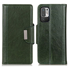 Leather Case Stands Flip Cover Holder M01L for Xiaomi Redmi Note 10 5G Green