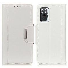 Leather Case Stands Flip Cover Holder M01L for Xiaomi Redmi Note 10 Pro 4G White