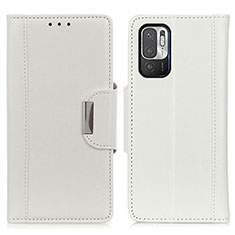 Leather Case Stands Flip Cover Holder M01L for Xiaomi Redmi Note 10T 5G White