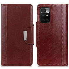 Leather Case Stands Flip Cover Holder M01L for Xiaomi Redmi Note 11 4G (2021) Brown