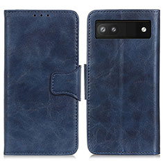 Leather Case Stands Flip Cover Holder M02L for Google Pixel 6a 5G Blue