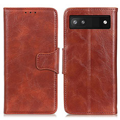 Leather Case Stands Flip Cover Holder M02L for Google Pixel 7a 5G Brown