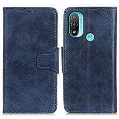 Leather Case Stands Flip Cover Holder M02L for Motorola Moto E30 Blue