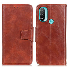 Leather Case Stands Flip Cover Holder M02L for Motorola Moto E30 Brown