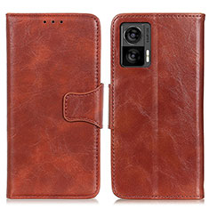 Leather Case Stands Flip Cover Holder M02L for Motorola Moto Edge 30 Lite 5G Brown