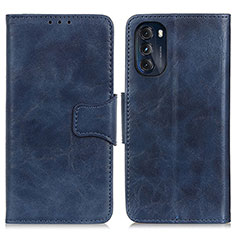 Leather Case Stands Flip Cover Holder M02L for Motorola Moto G 5G (2022) Blue