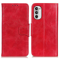 Leather Case Stands Flip Cover Holder M02L for Motorola MOTO G52 Red