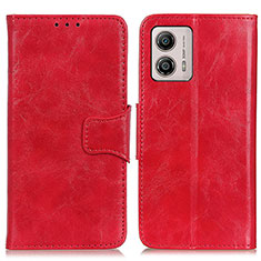 Leather Case Stands Flip Cover Holder M02L for Motorola Moto G53 5G Red