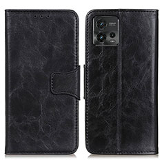 Leather Case Stands Flip Cover Holder M02L for Motorola Moto G72 Black