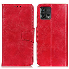 Leather Case Stands Flip Cover Holder M02L for Motorola Moto G72 Red