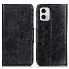 Leather Case Stands Flip Cover Holder M02L for Motorola Moto G73 5G Black