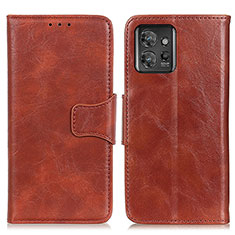 Leather Case Stands Flip Cover Holder M02L for Motorola ThinkPhone 5G Brown