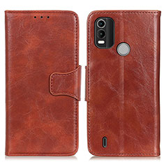 Leather Case Stands Flip Cover Holder M02L for Nokia C21 Plus Brown