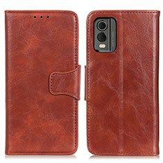 Leather Case Stands Flip Cover Holder M02L for Nokia C32 Brown