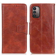 Leather Case Stands Flip Cover Holder M02L for Nokia G21 Brown