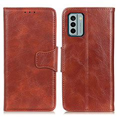 Leather Case Stands Flip Cover Holder M02L for Nokia G22 Brown